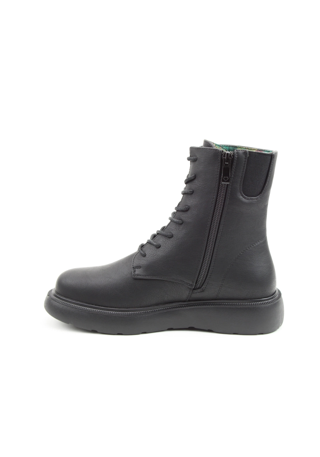 Chunky Sole Lace Up Boot - Black