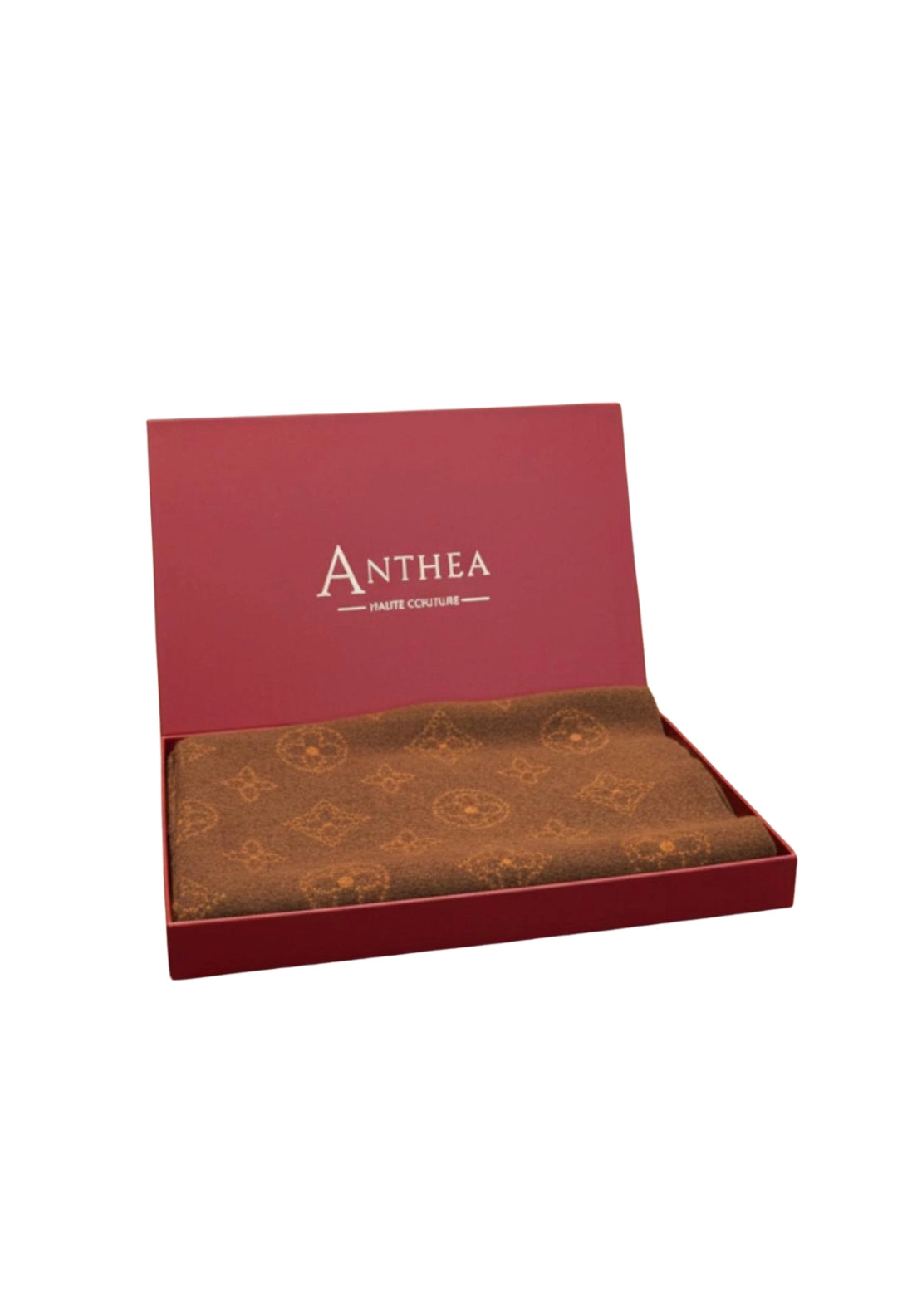 Anthea Monogram Print Boxed Scarf - Brown 1 Shaws Department Stores