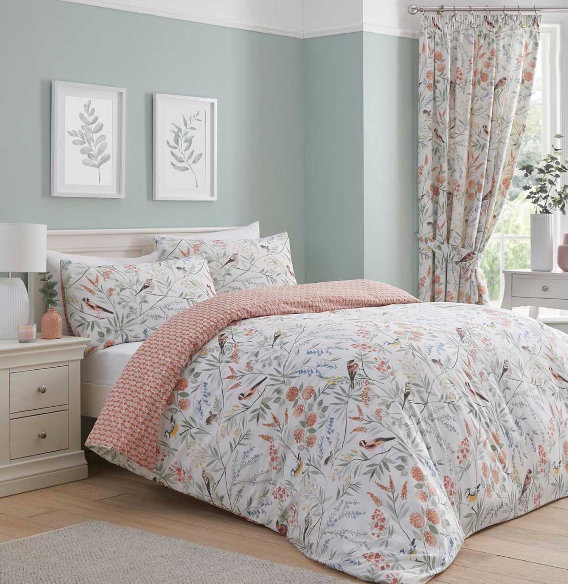The Home Collection Bird Floral Terracotta Duvet Cover Set 1 Shaws Department Stores