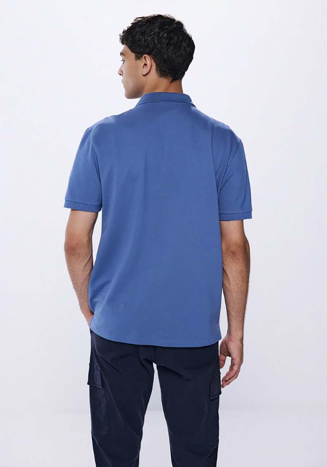 Springfield Regular fit basic piqué polo - Blue 2 Shaws Department Stores