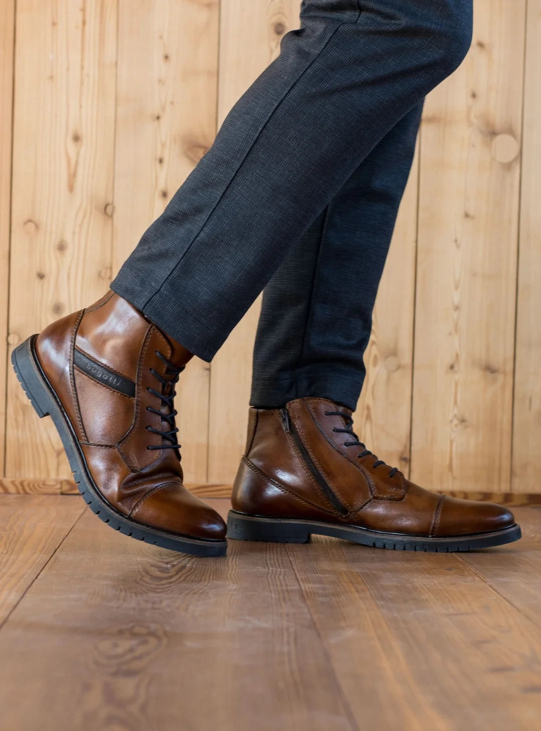 Caj Leather Lace Up Boots - Brown