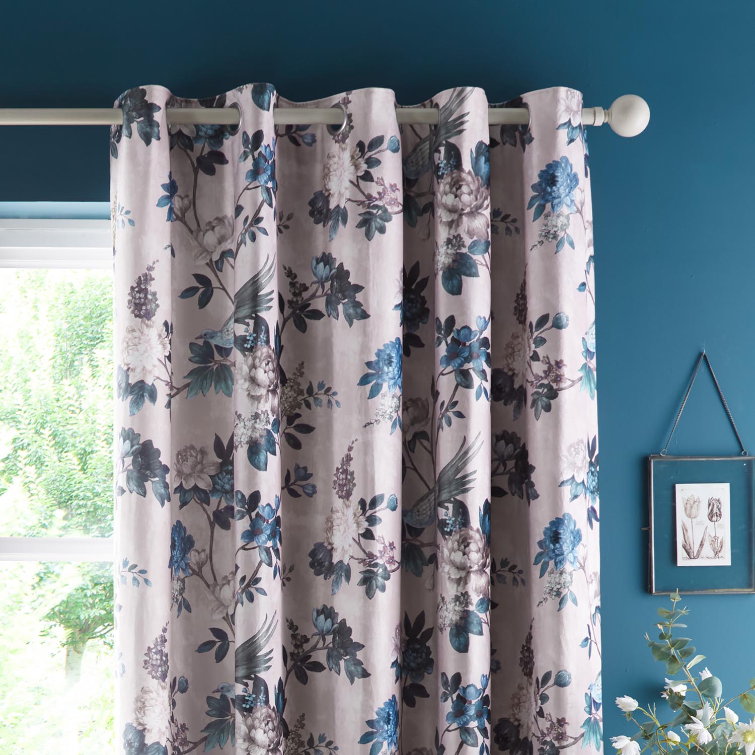 Heather &amp; Ferne Chatsworth Teal Pair of Eyelet Curtains 1 Shaws Department Stores