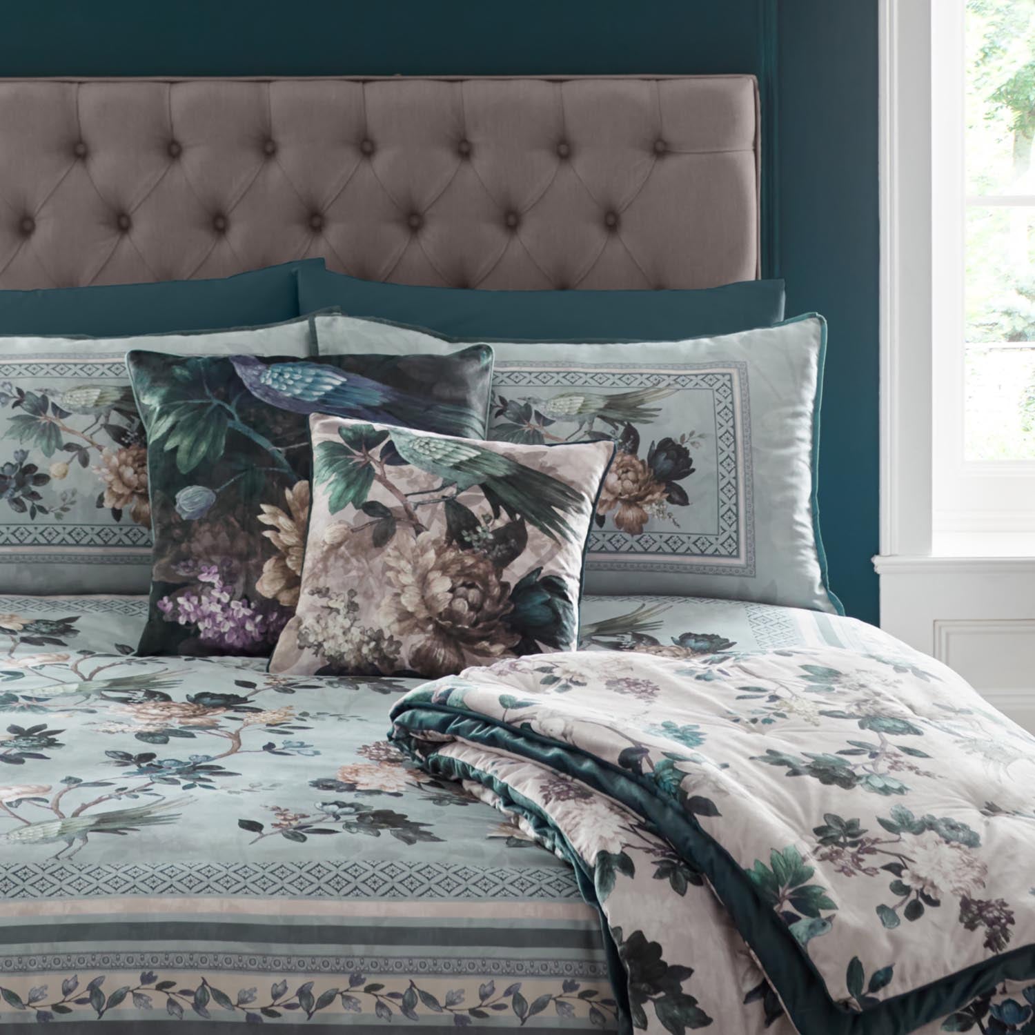 Heather &amp; Ferne Chatsworth Teal Bedspread 1 Shaws Department Stores
