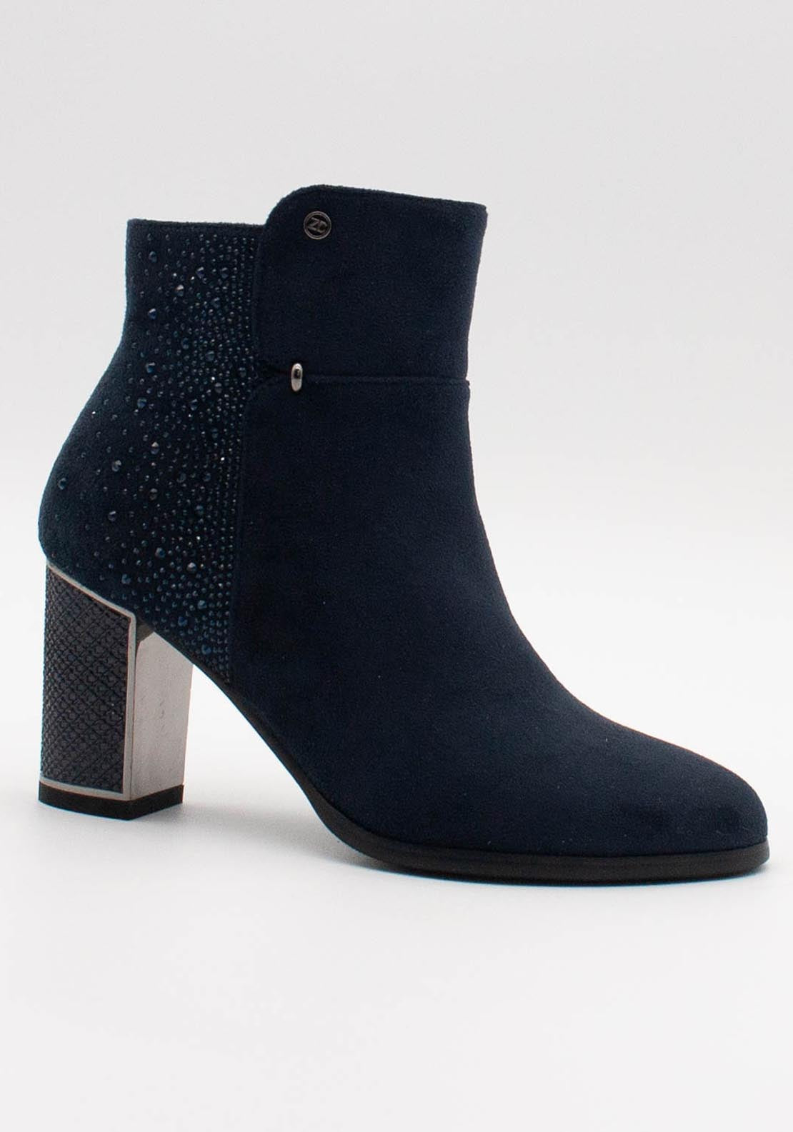Zanni &amp; Co Low Heel Diamante Back Boot - Cobalt Gems 1 Shaws Department Stores