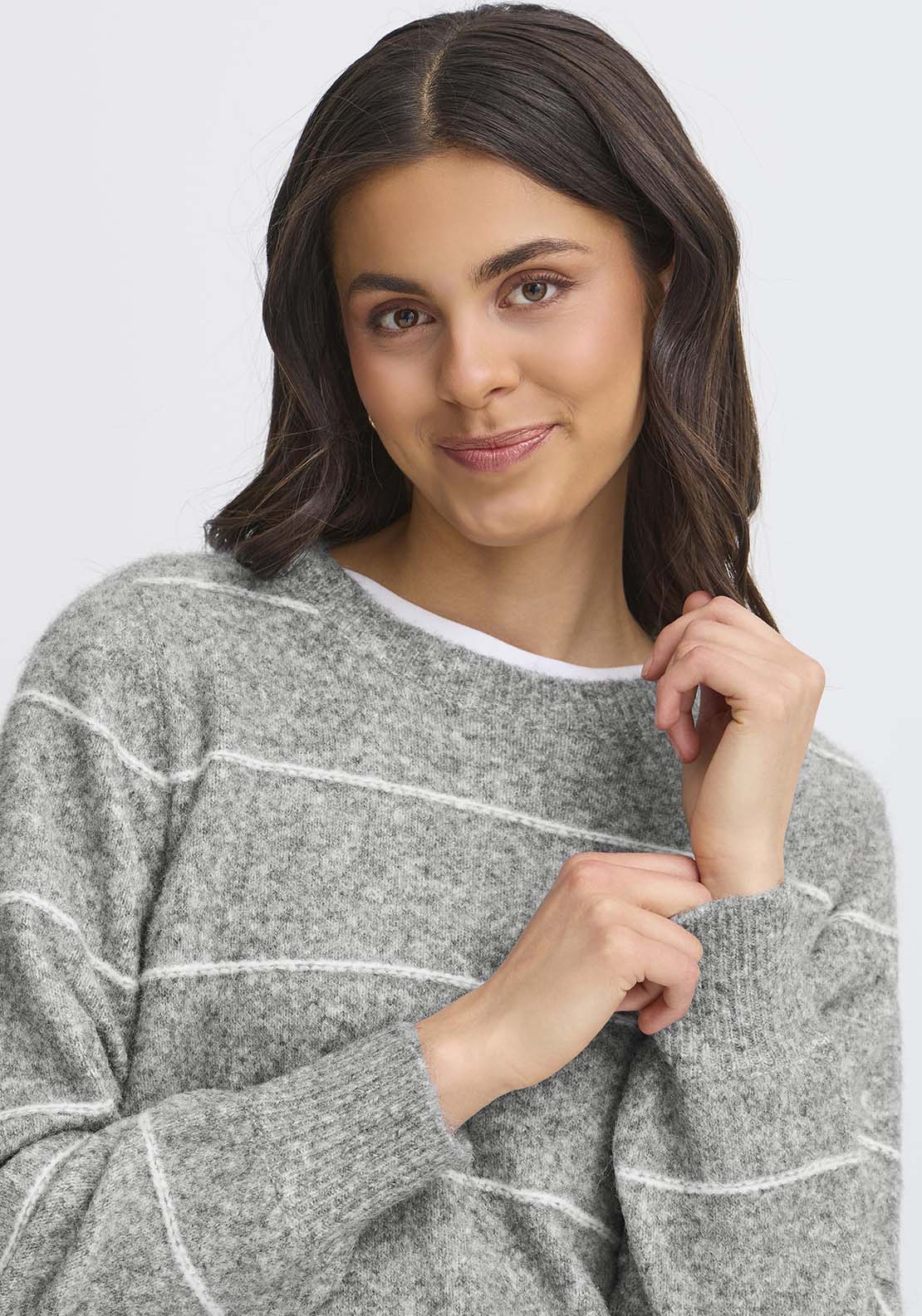 Fransa Knit Pullover - Feather Gray Mix 3 Shaws Department Stores
