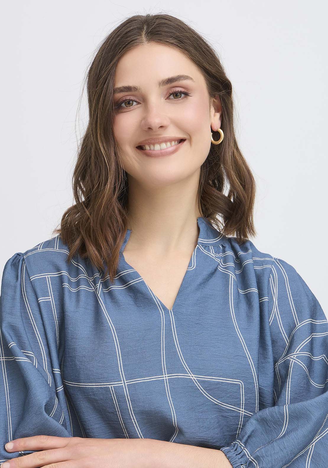 Fransa Long Sleeve Blouse - Bering Sea Art 3 Shaws Department Stores