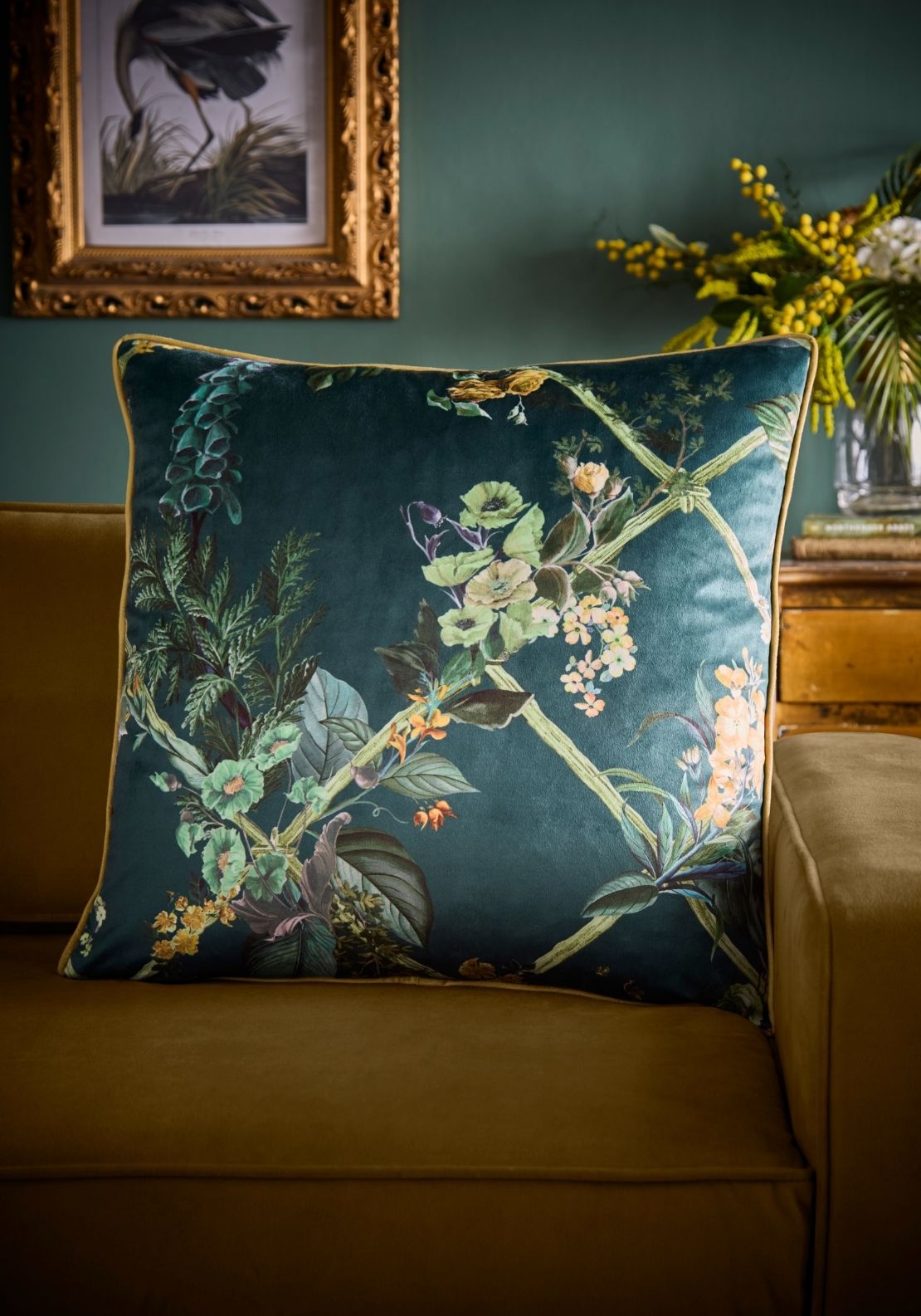 Laurence Llewelyn-bowen Cotswold Fantasia Filled Cushion - Green 1 Shaws Department Stores