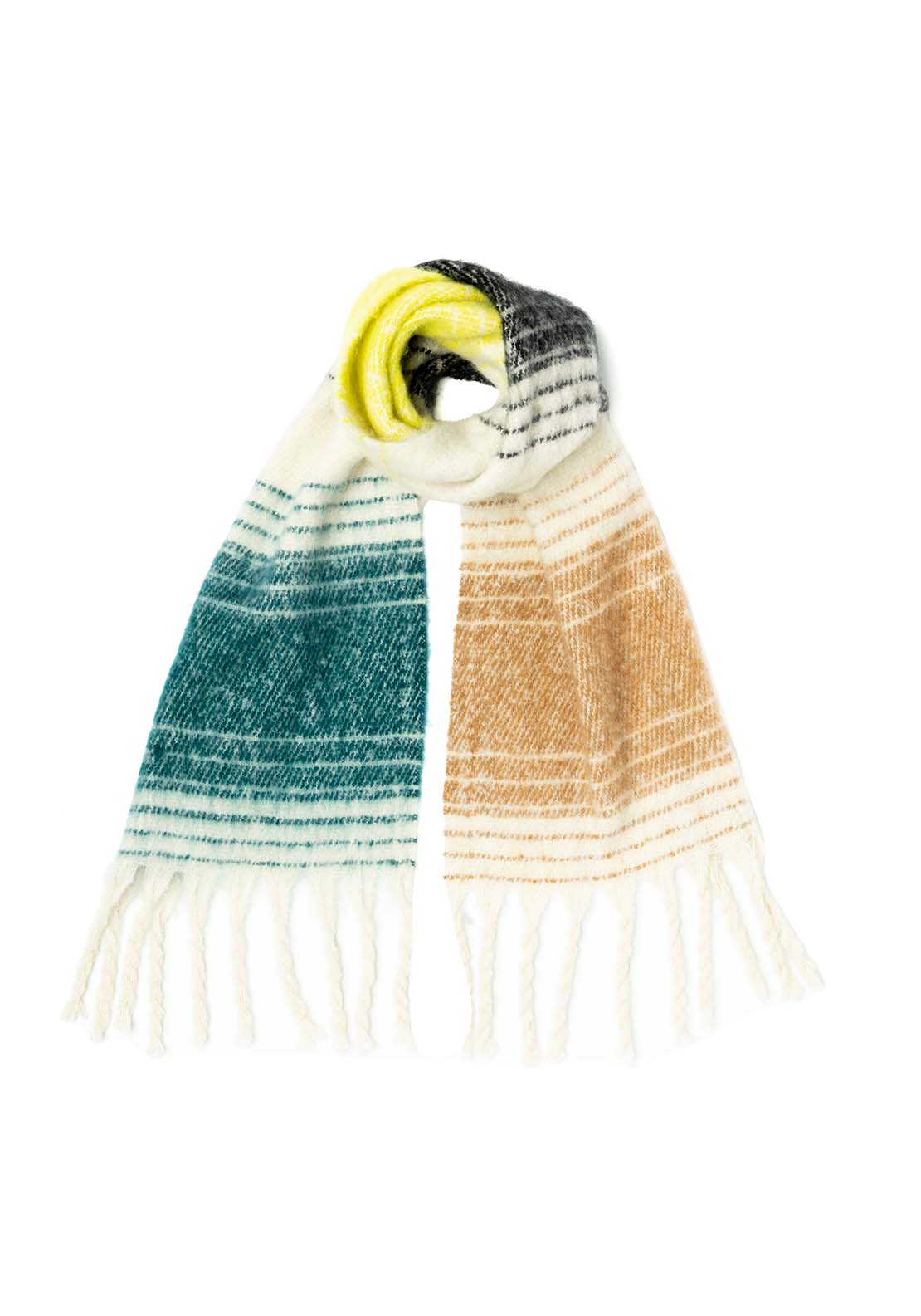 Boardmans Superfluffy Check Print Scarf - Cream Multi 1 Shaws Department Stores