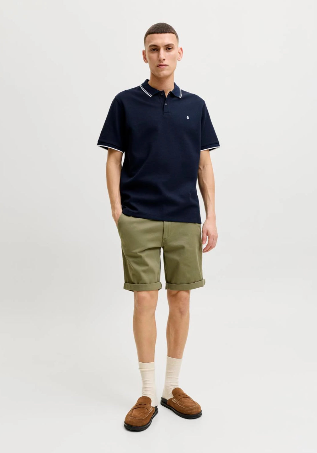 Jack &amp; Jones Stripe Trim Logo Polo - Sky Captain 6 Shaws Department Stores