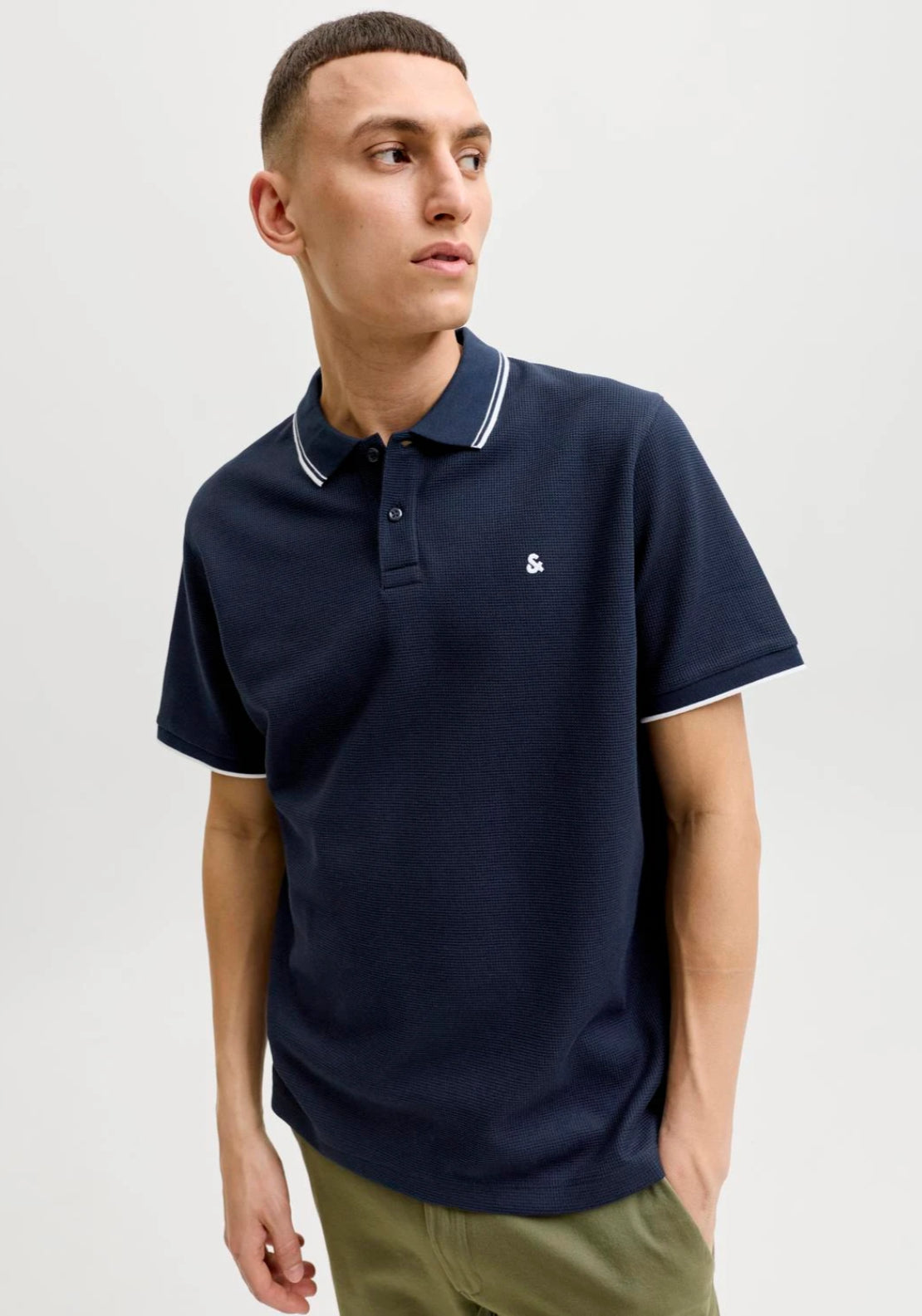 Jack &amp; Jones Stripe Trim Logo Polo - Sky Captain 3 Shaws Department Stores
