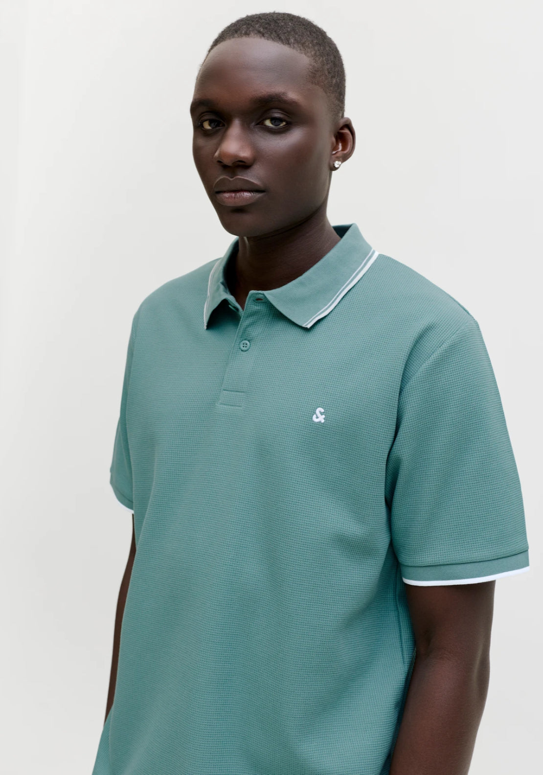 Jack &amp; Jones Stripe Trim Logo Polo - Blue 3 Shaws Department Stores