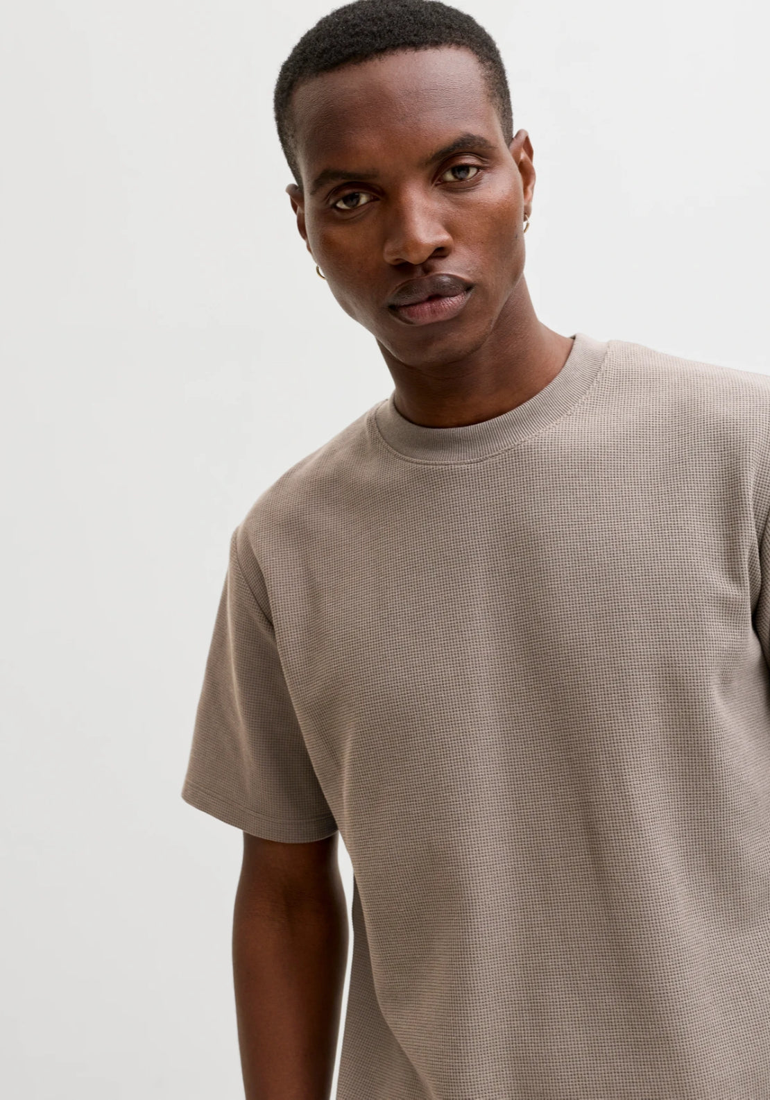 Jack &amp; Jones Plain Textured T-Shirt - Falcon 3 Shaws Department Stores