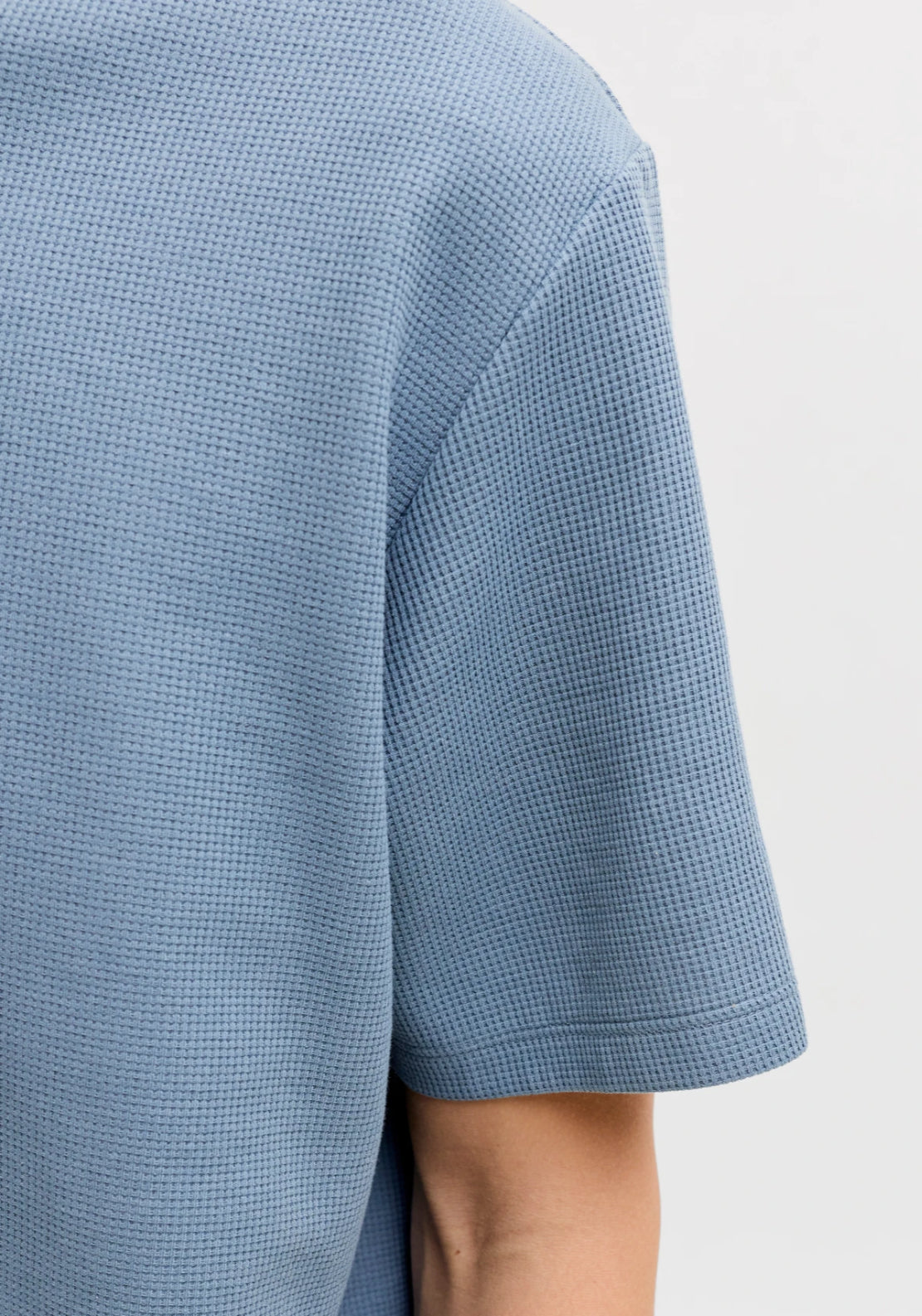 Jack &amp; Jones Plain Textured T-Shirt - Blue 5 Shaws Department Stores