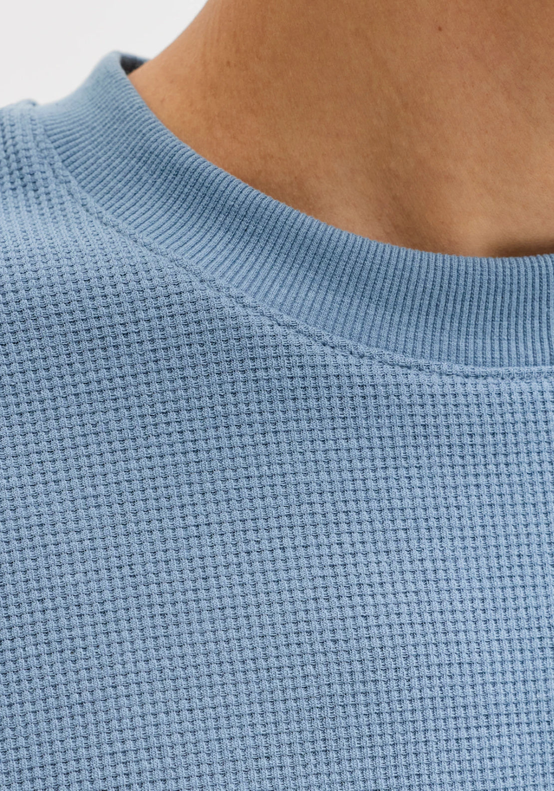 Jack &amp; Jones Plain Textured T-Shirt - Blue 4 Shaws Department Stores