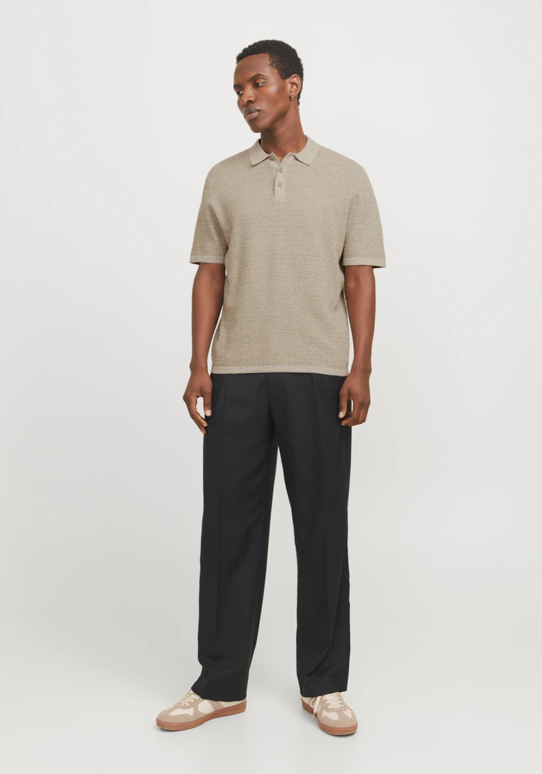 Jack &amp; Jones Plain Knitted Polo - Coriander 5 Shaws Department Stores