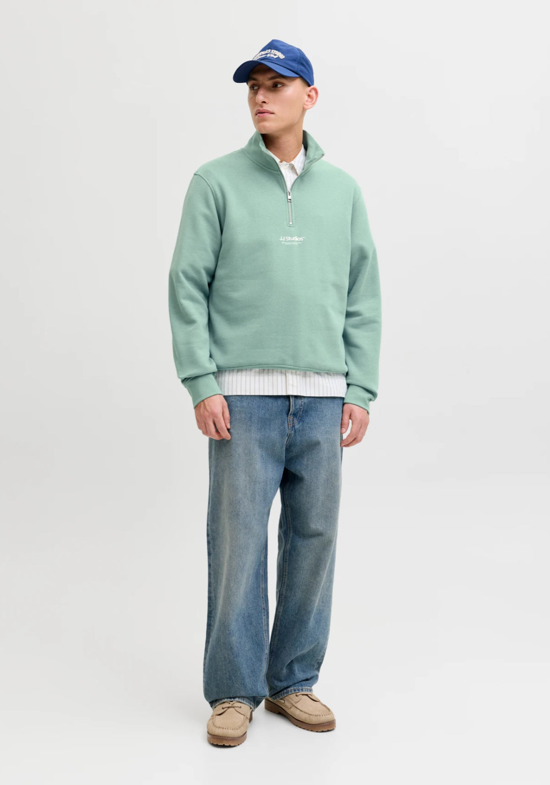 Jack &amp; Jones Half Zip Printed Sweatshirt - Blue 5 Shaws Department Stores