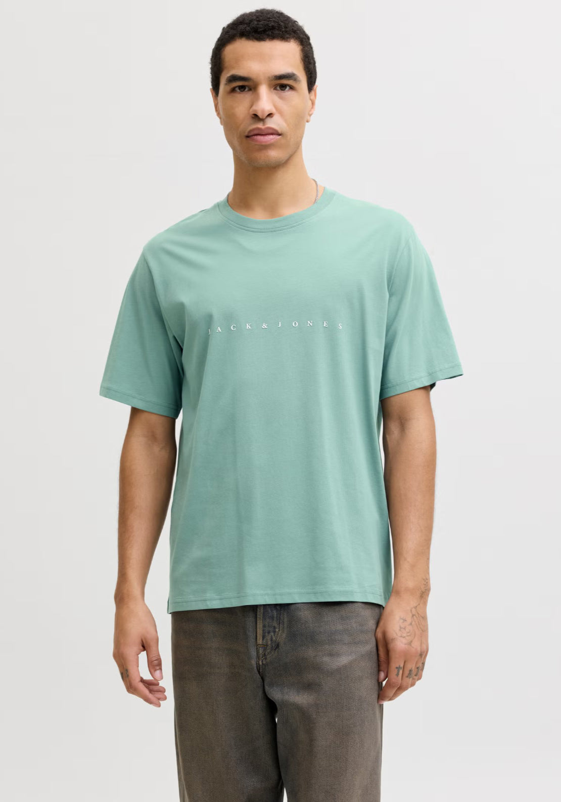 Jack &amp; Jones Logo Short Sleeve T-Shirt - Blue 1 Shaws Department Stores