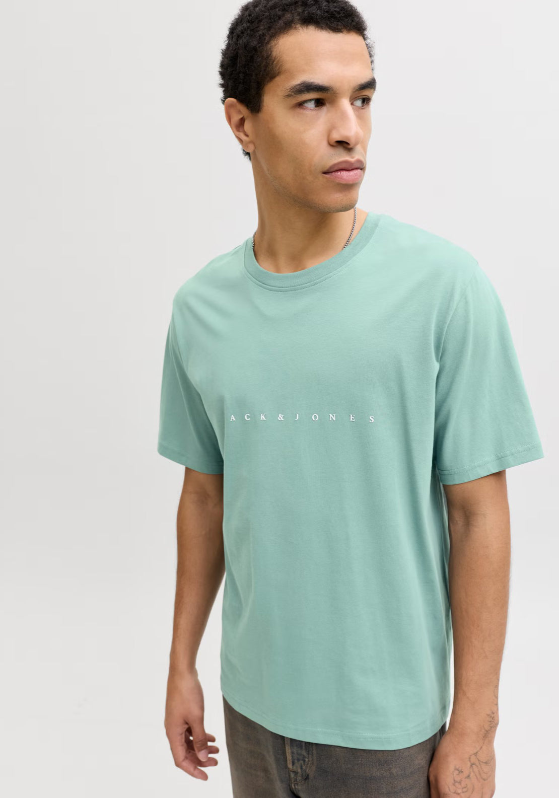 Jack &amp; Jones Logo Short Sleeve T-Shirt - Blue 3 Shaws Department Stores