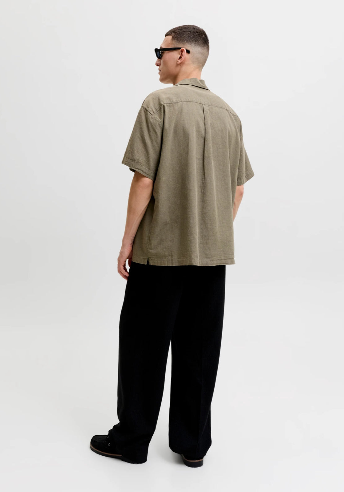 Jack &amp; Jones Loose Fit Resort Shirt - Green 2 Shaws Department Stores