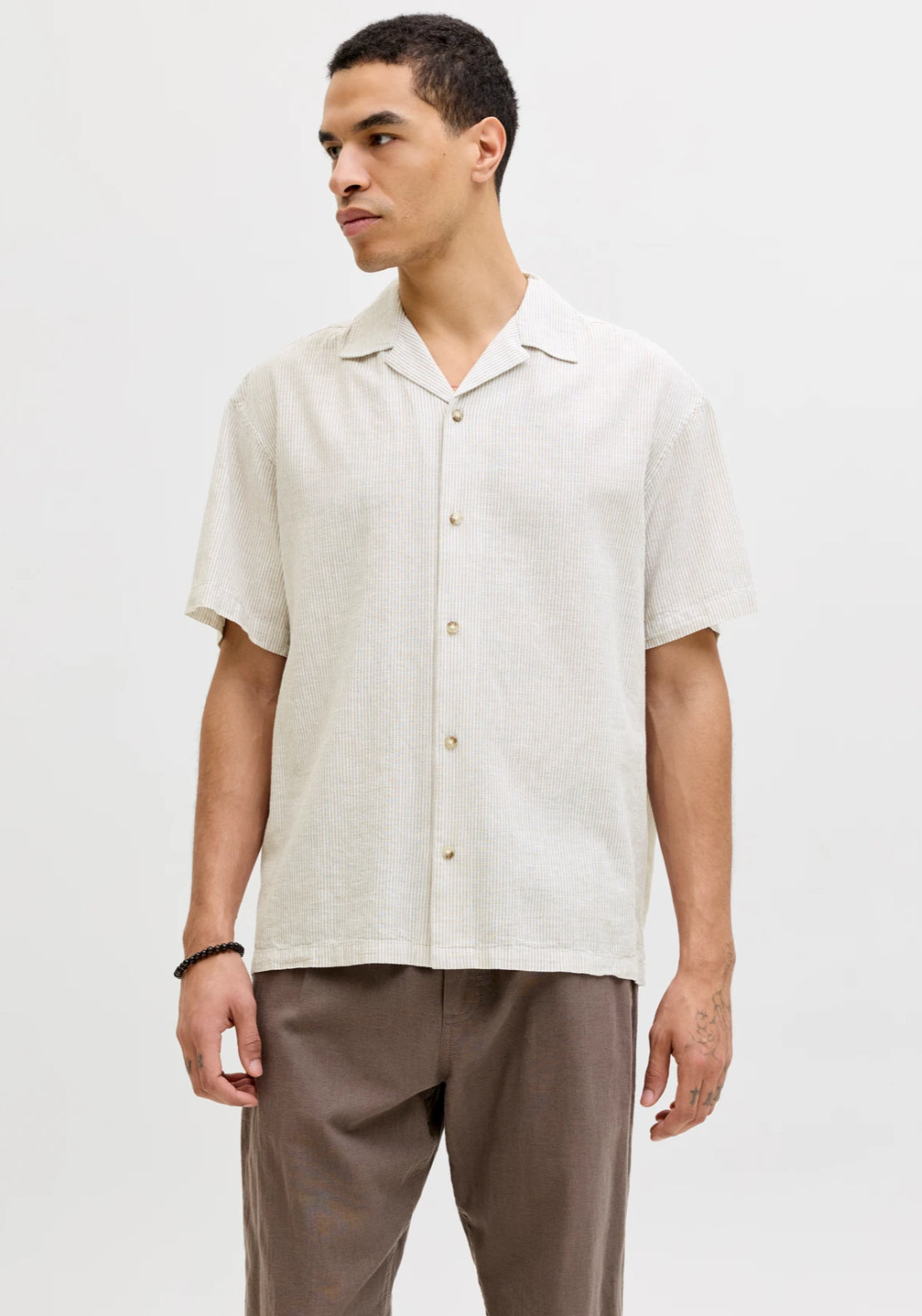 Jack &amp; Jones Loose Fit Resort Shirt - Crockery 1 Shaws Department Stores