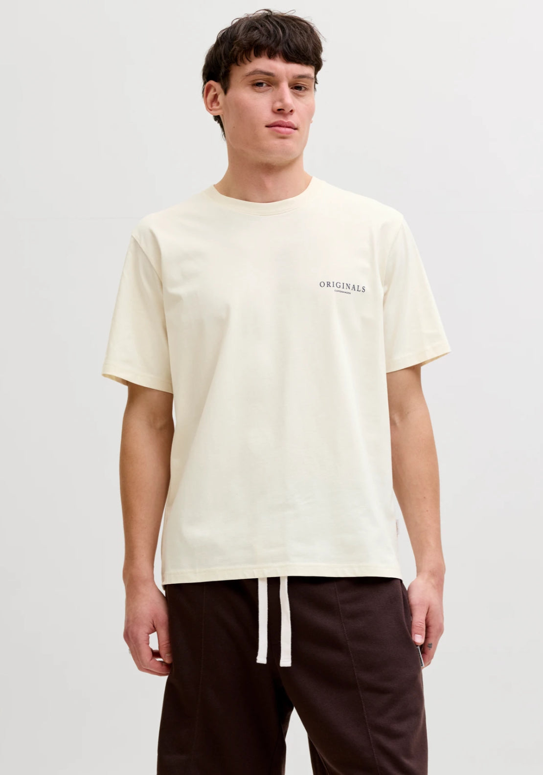 Jack &amp; Jones Abstract Back Print T-Shirt - Antique White 1 Shaws Department Stores