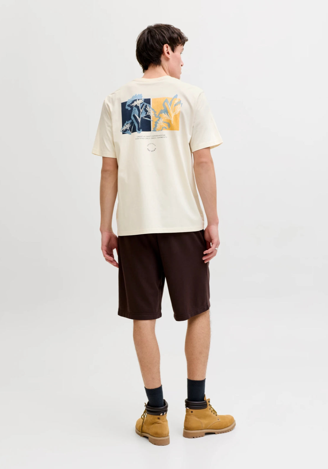 Jack &amp; Jones Abstract Back Print T-Shirt - Antique White 2 Shaws Department Stores
