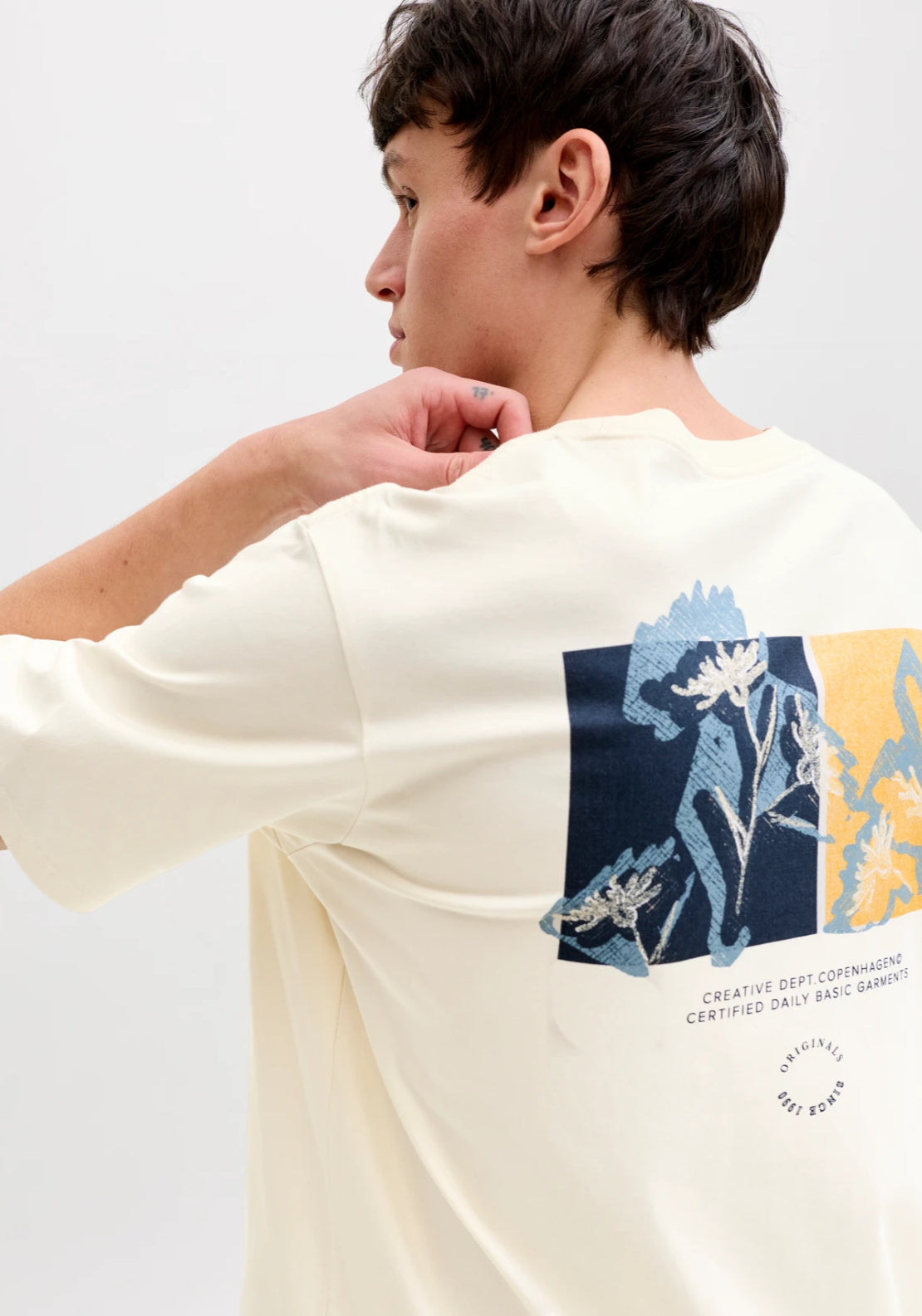Jack &amp; Jones Abstract Back Print T-Shirt - Antique White 4 Shaws Department Stores