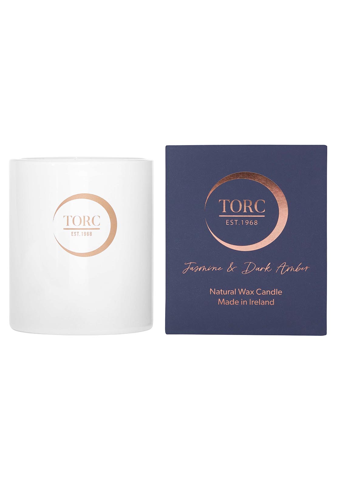 Torc Candles Signature Tumbler Jasmine &amp; Dark Amber - Navy 1 Shaws Department Stores