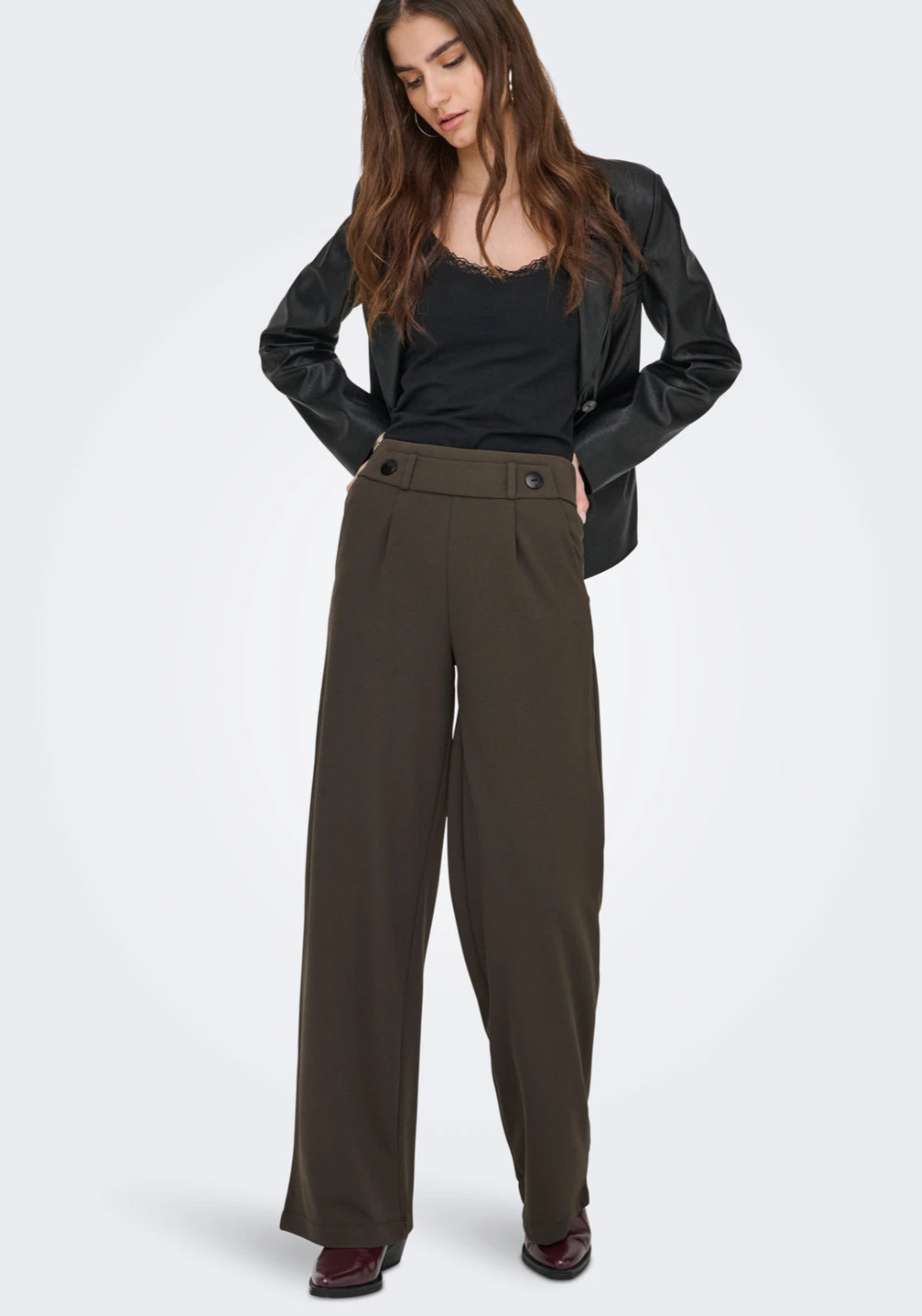 Jdy Geggo Wide Pant - Brown 4 Shaws Department Stores