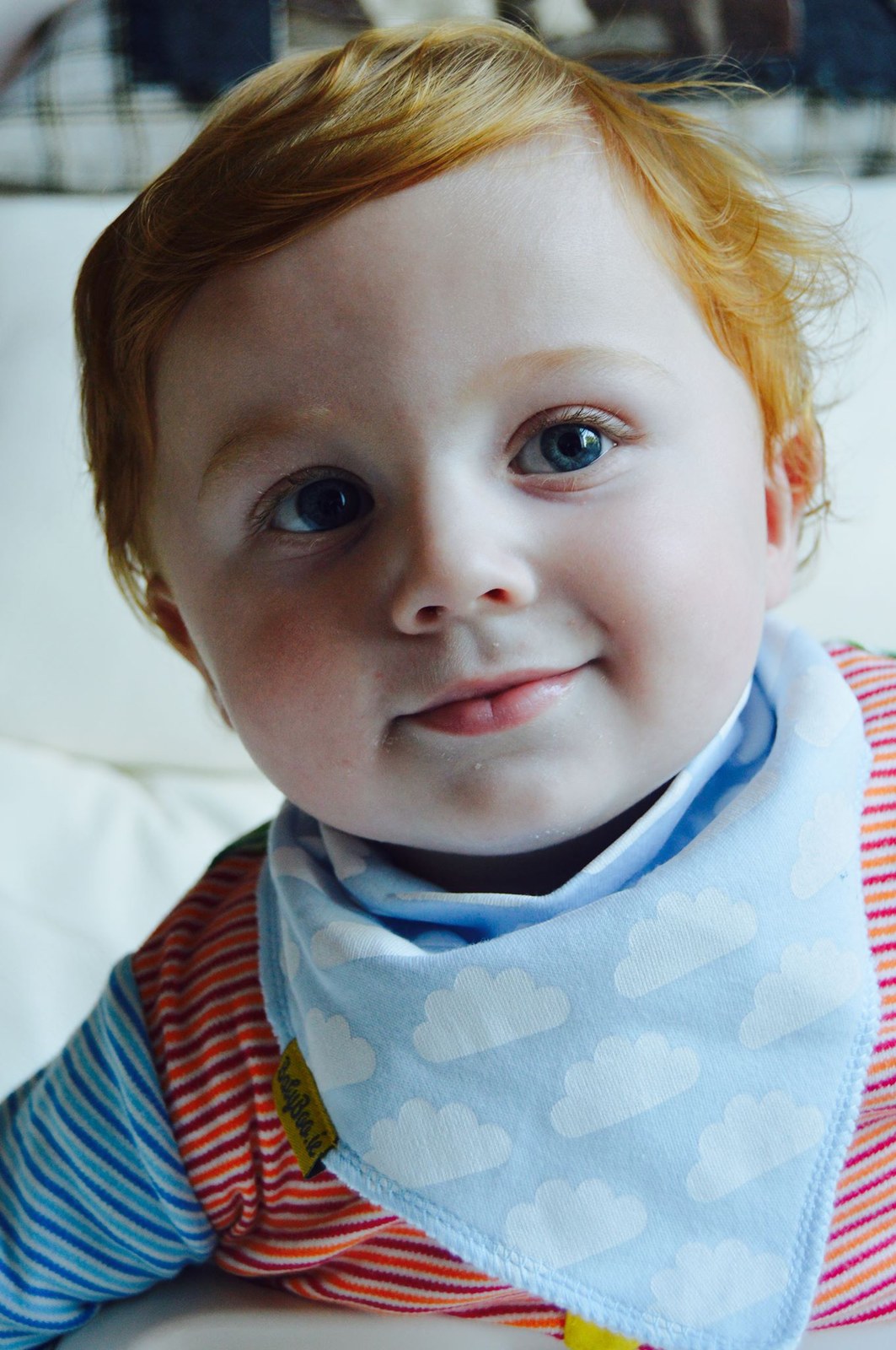 Babyboo Up in the blue clouds organic cotton DribbleBoo bandana bib - Blue 2 Shaws Department Stores