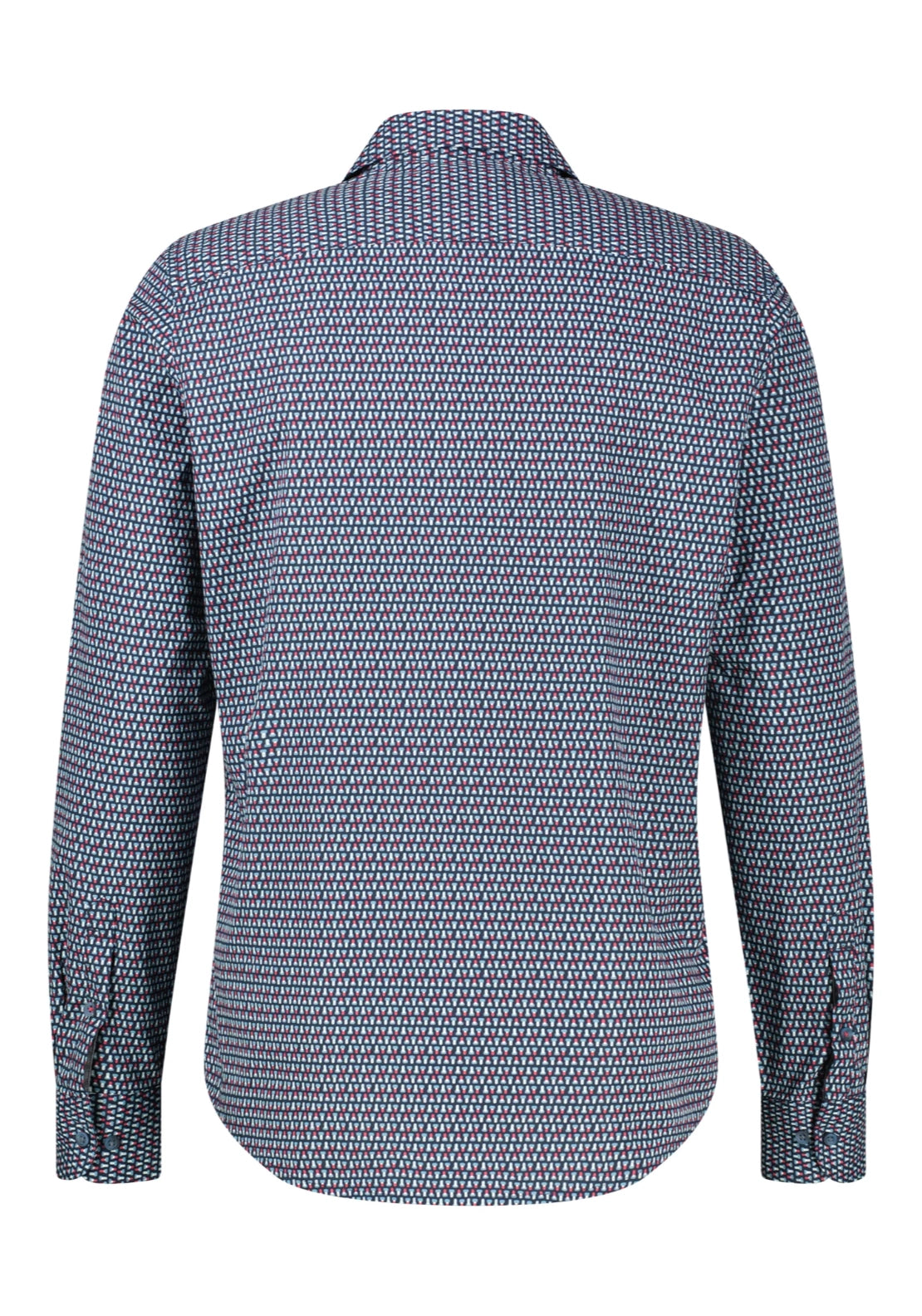 Long Sleeve Geometric Print Shirt - Muted Red
