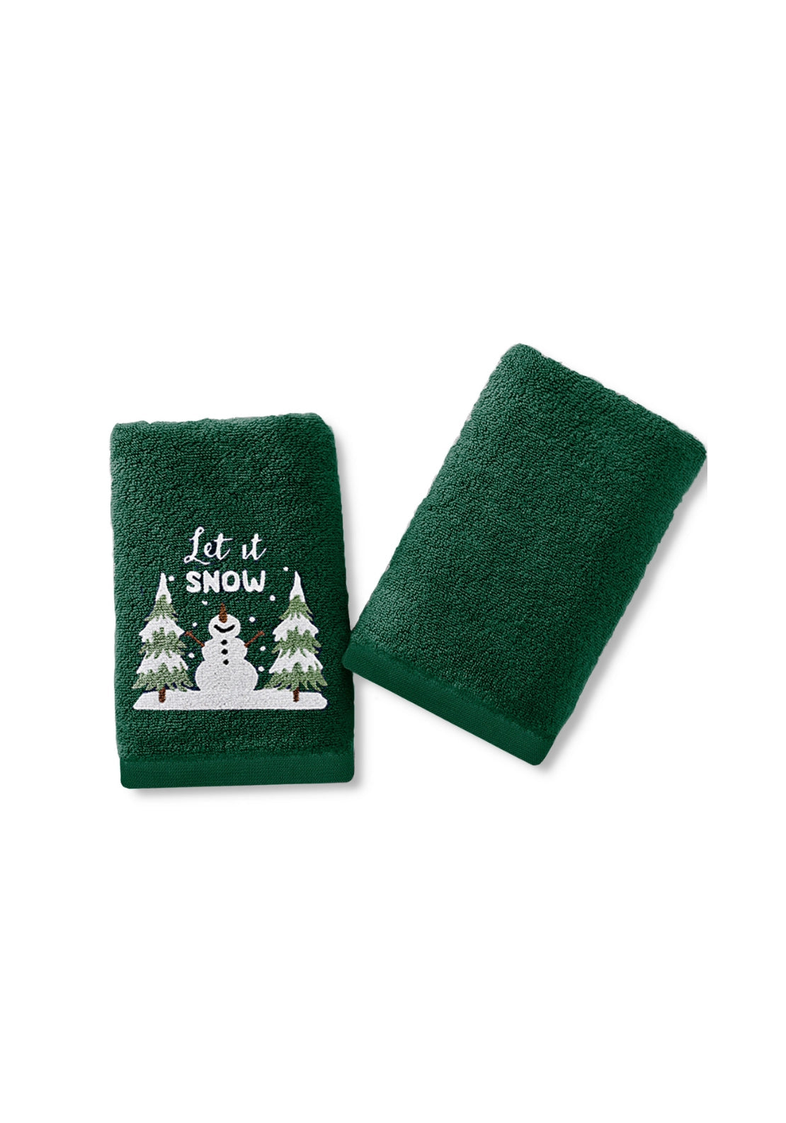The Home Collection Let It Snow 2 Pack Christmas Hand Towels - Green 1 Shaws Department Stores