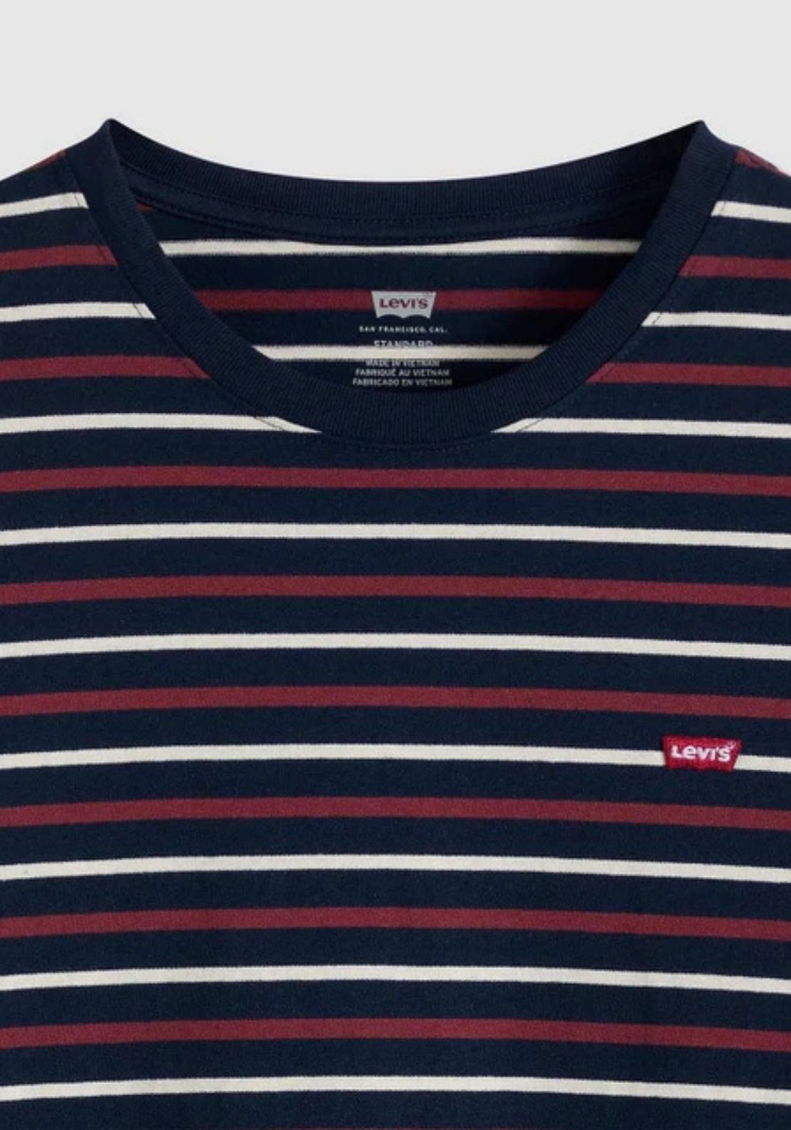 Levis Original Housemark Logo Andor Stripe T-Shirt - Navy 4 Shaws Department Stores