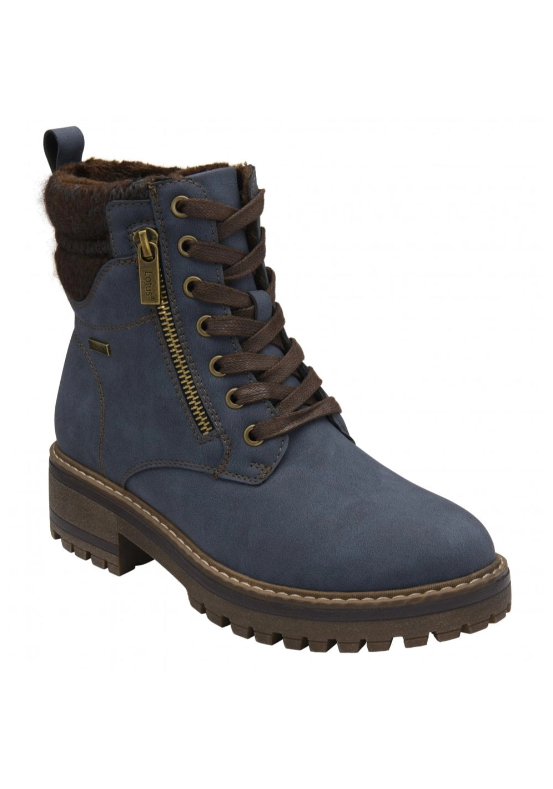 Lotus Stefani Waterproof Lace Up Boot - Blue 1 Shaws Department Stores