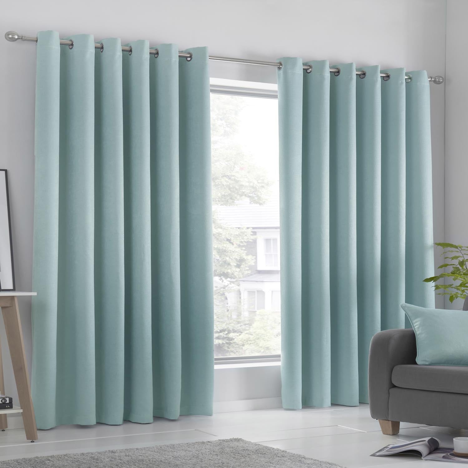 The Home Collection Luna Duck Egg Dim Out Eyelet Curtains 1 Shaws Department Stores