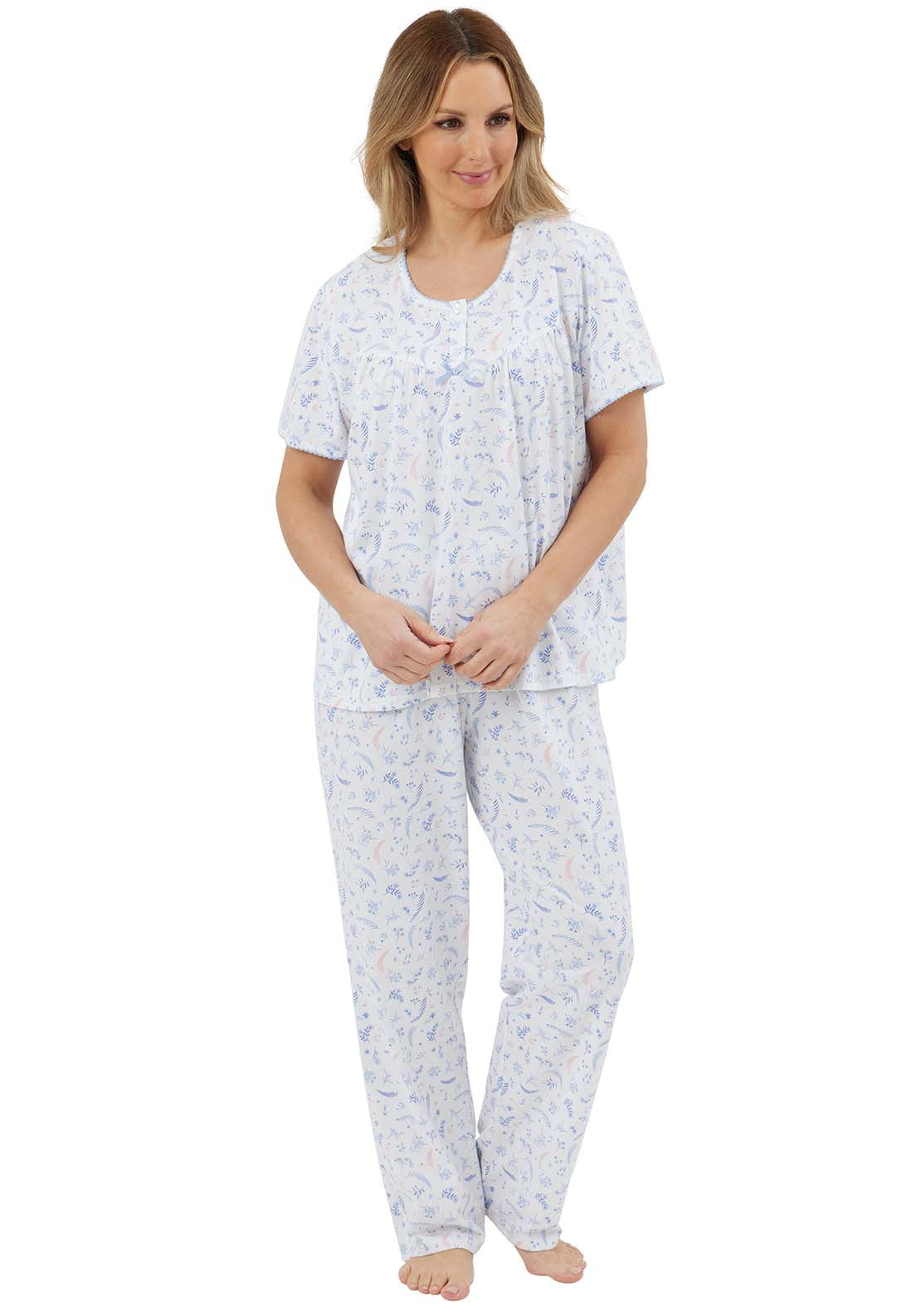 Marlon Harvest Floral Short Sleeve Pyjama - Pink Print 2 Shaws Department Stores