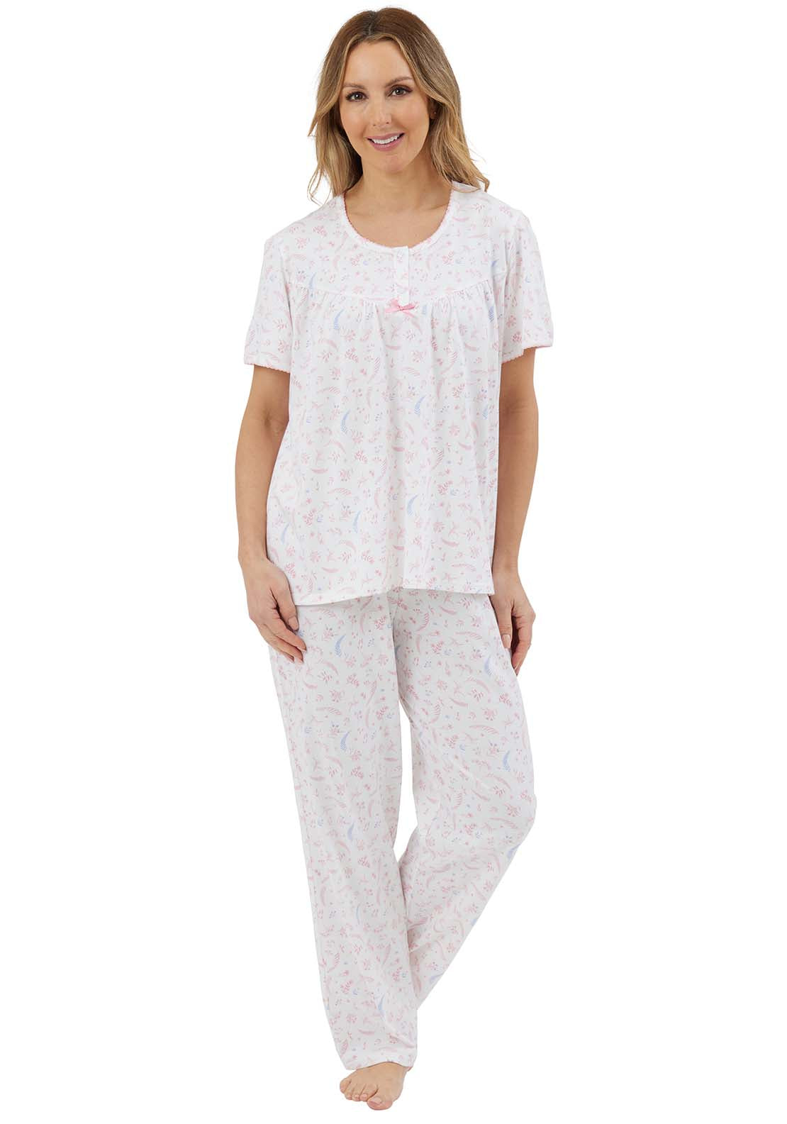 Marlon Harvest Floral Short Sleeve Pyjama - Pink Print 3 Shaws Department Stores