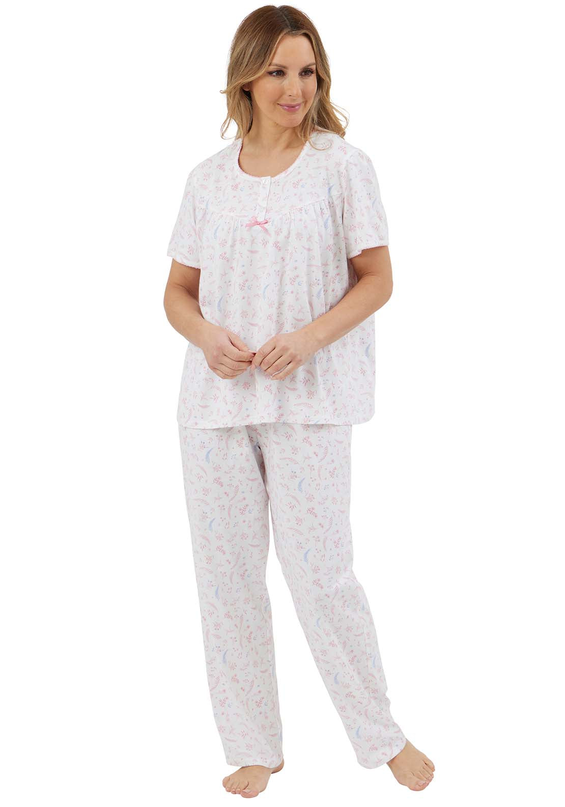 Marlon Harvest Floral Short Sleeve Pyjama - Pink Print 1 Shaws Department Stores