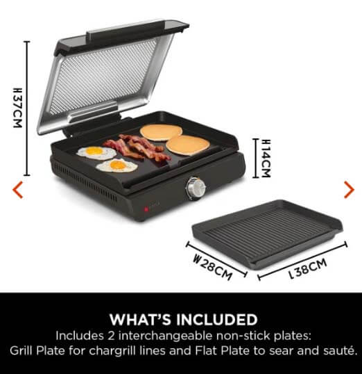 Ninja Sizzle Indoor Grill &amp; Flat Plate | GR101UK 8 Shaws Department Stores