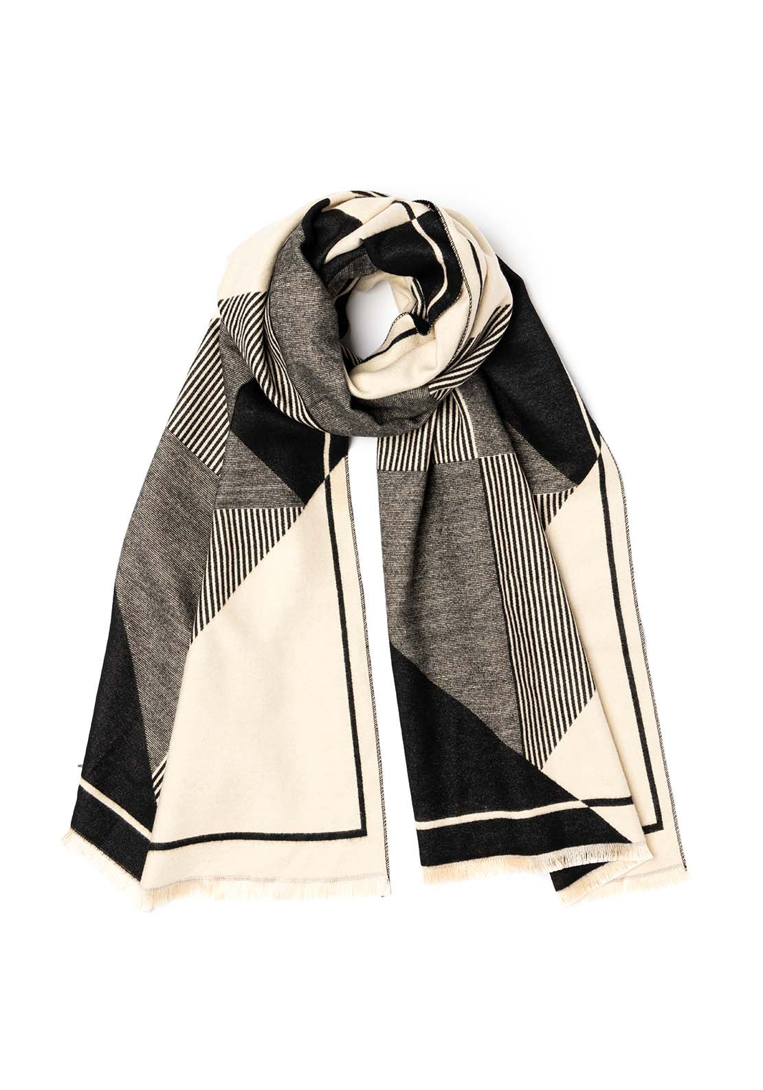 Boardmans Abstract Pattern Scarf - Black 1 Shaws Department Stores