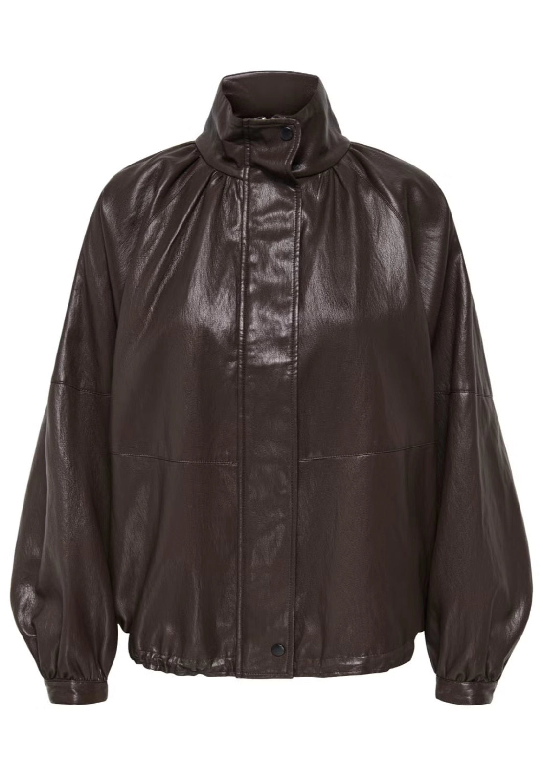 Edith Faux Leather Jacket - Brown