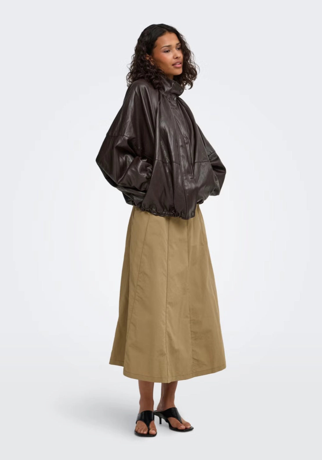Edith Faux Leather Jacket - Brown