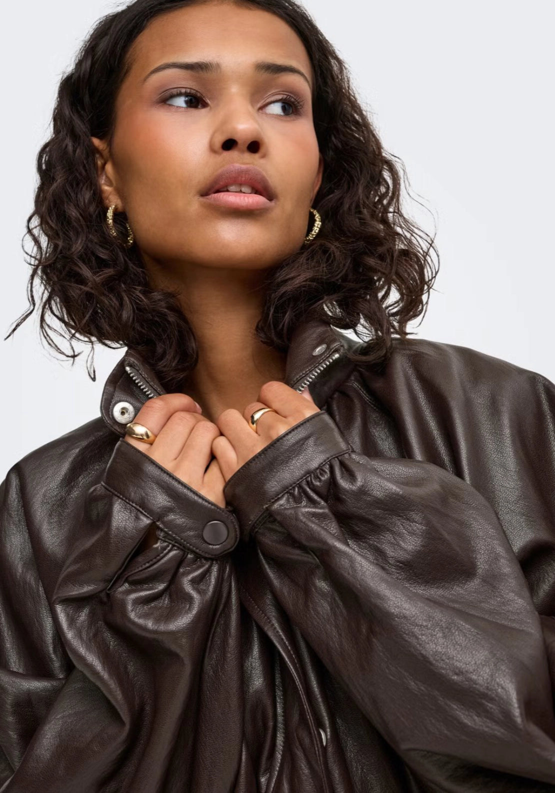 Edith Faux Leather Jacket - Brown