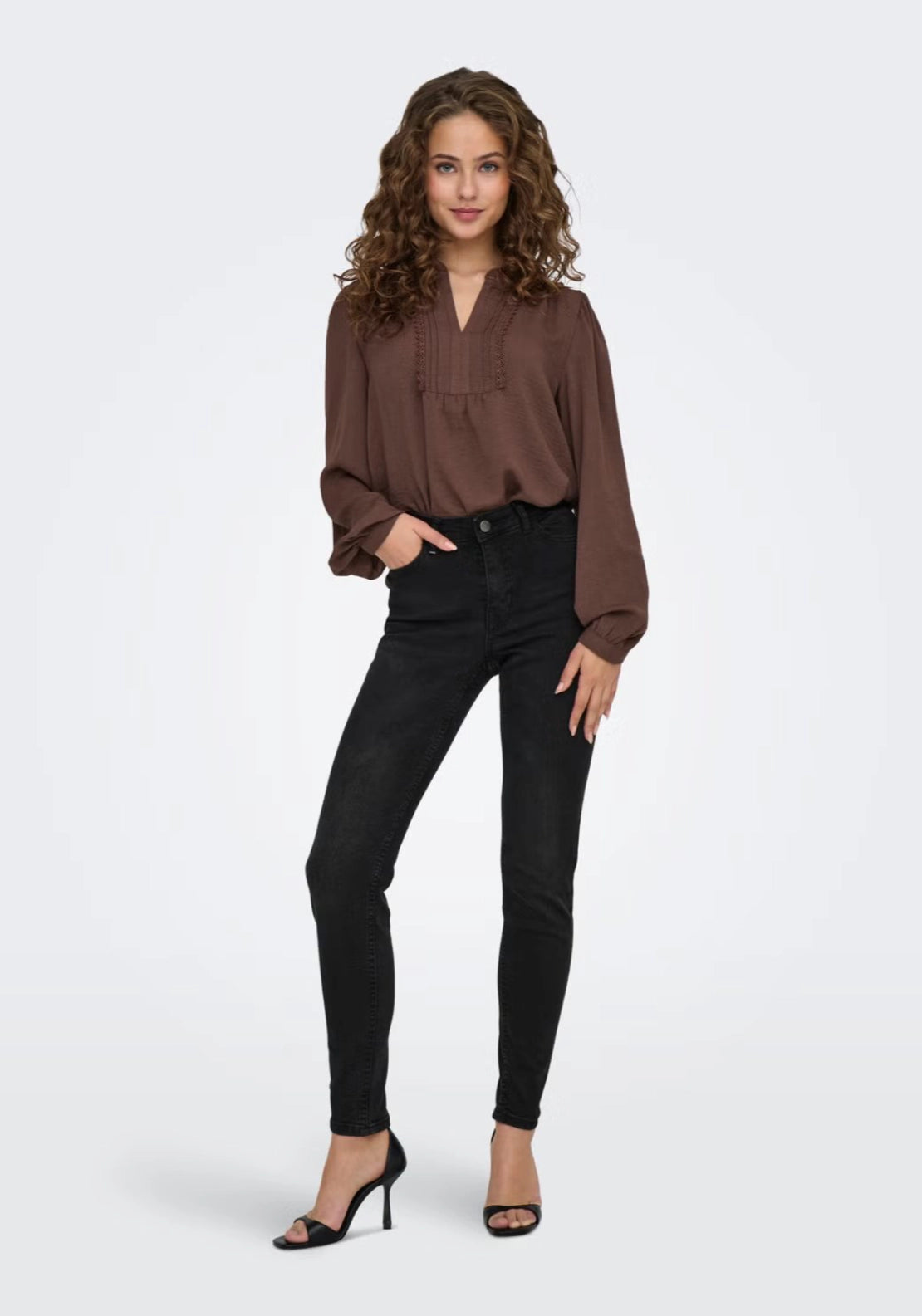 Fina Mid Waist Skinny Jeans L30 - Black Denim