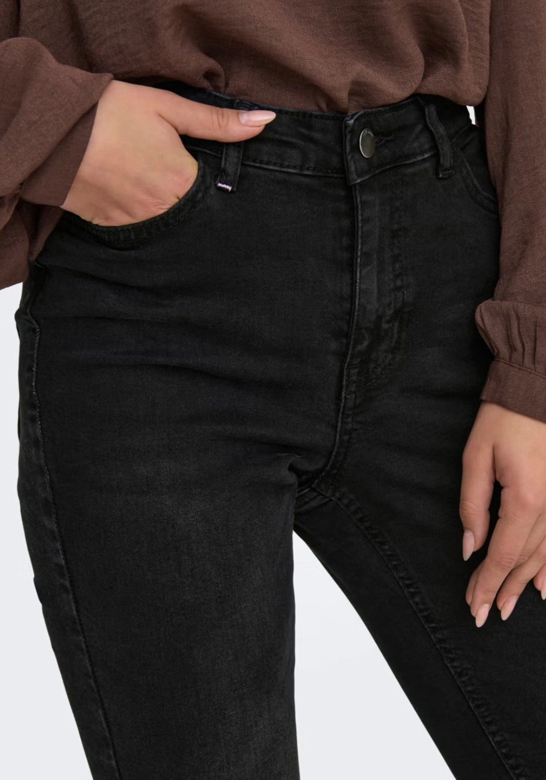 Fina Mid Waist Skinny Jeans L30 - Black Denim