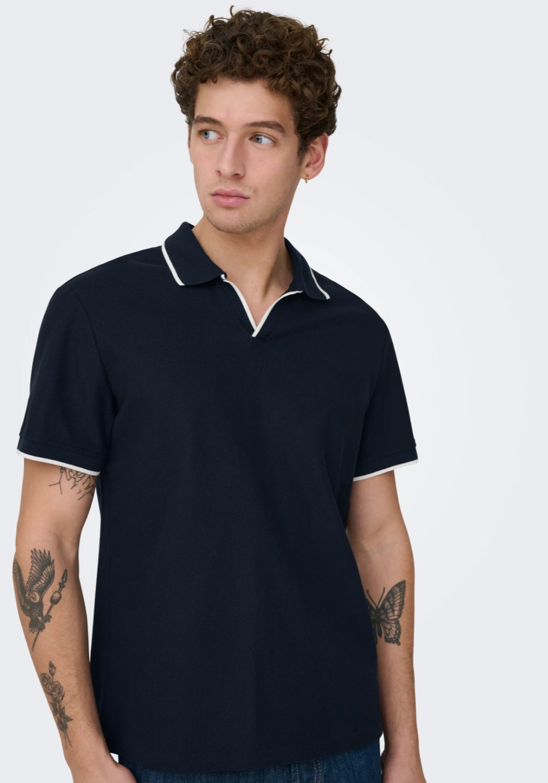 Only &amp; Sons Aston Polo Shirt - Dark Sapphire 3 Shaws Department Stores
