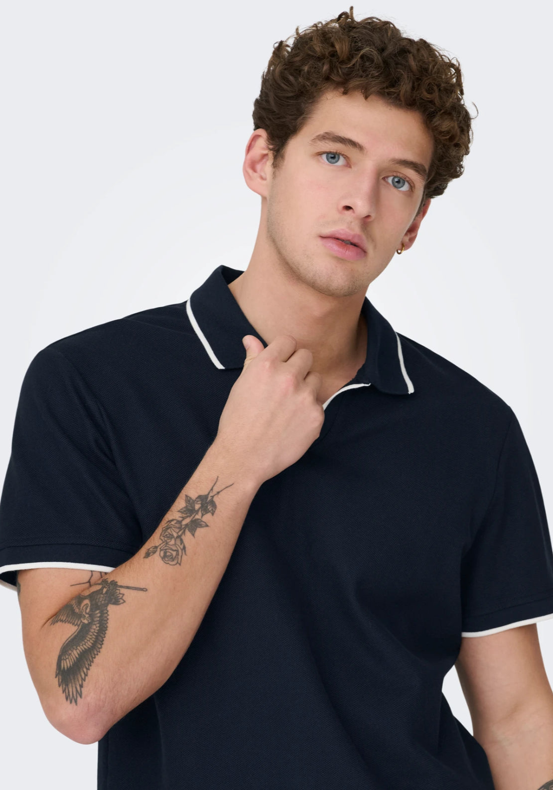 Only &amp; Sons Aston Polo Shirt - Dark Sapphire 4 Shaws Department Stores
