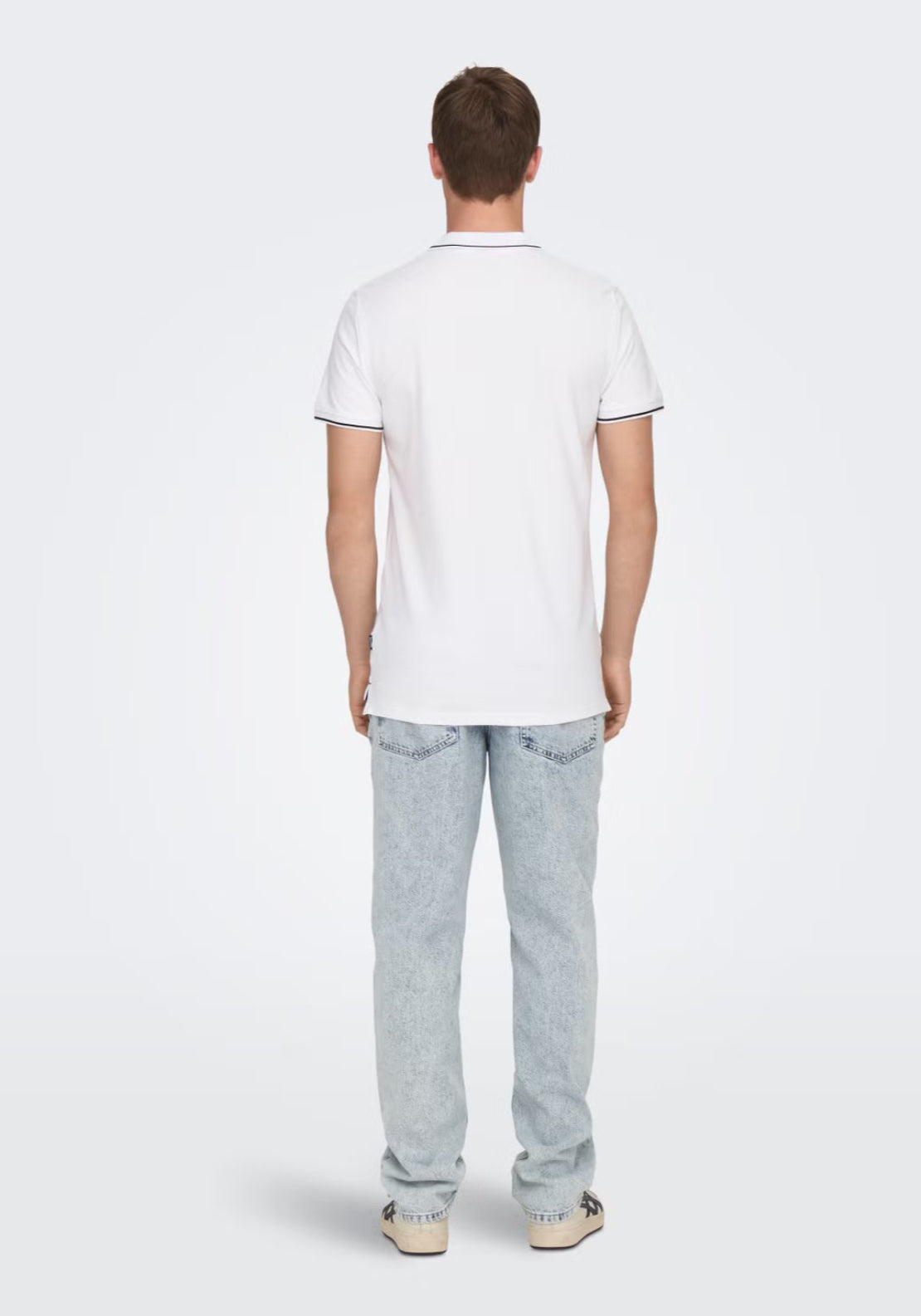 Only &amp; Sons Fletcher Cotton Polo - White 2 Shaws Department Stores
