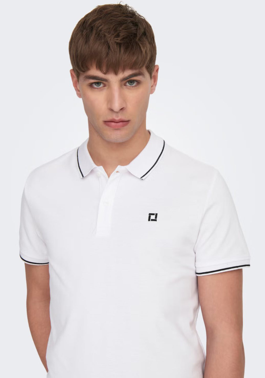 Only &amp; Sons Fletcher Cotton Polo - White 3 Shaws Department Stores