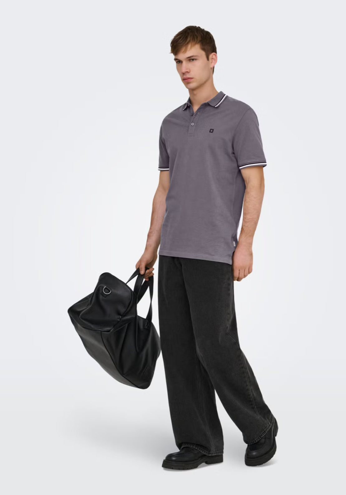 Only &amp; Sons Fletcher Cotton Polo - Rabbit 5 Shaws Department Stores